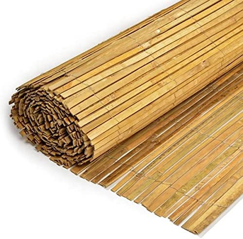 BPIL 1mx4m Slat Fence - Natural Bamboo Fence Screening Roll - Outdoor Privacy Panel Shield, Garden Screening for Patios, Balconies and Terraces