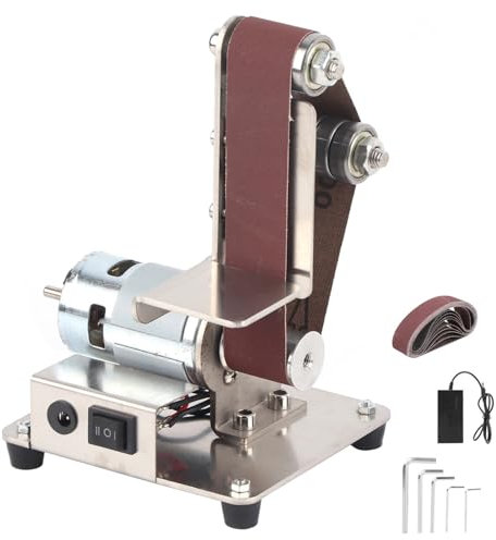 Mini Bandschleifer, Bandschleifmaschine Elektrische Schleifbock Bandschleifmaschine Polierschleifmaschine Kantenschärfer Verstellbarer Poliermaschine 4500-9000R/Min Bandschleifer