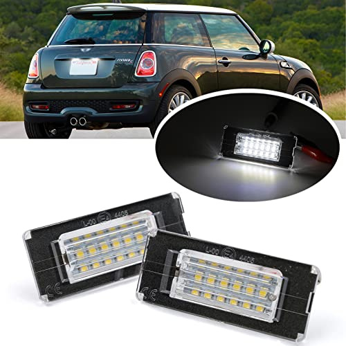 njssjd 2pcs LED Kennzeichenbeleuchtung für Mi-ni C00per S One R56 R57 R58 R59 18-SMD Xenon Weiß Led Kennzeichenleuchte Canbus Fehlerfrei