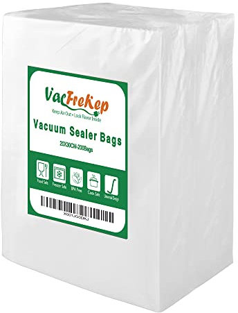 VacFreKep 200 Beutel 20x30cm Vakuumier Beutel Vakuumbeutel für Lebensmittel,BPA-Frei Sous Vide Beutel für Folienschweißgeräte Ggeeignet