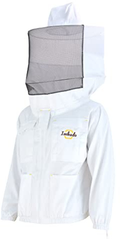 Imkado Imkerjacke, Schutzbekleidung für Imker - Schutz vor Bienenstichen - Schutzhemd, Schutzkleidung, Schutzjacke (S, Schleier: Rundschleier)