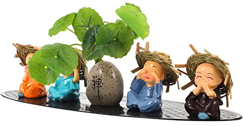 HOMSFOU Mini Reisn Buddha Figuren Set Miniatur Meditierender Kleiner Statue Mini Zen Garten Ornament Buddha Tee Haustier Für Auto Garten Mikrolandschaft