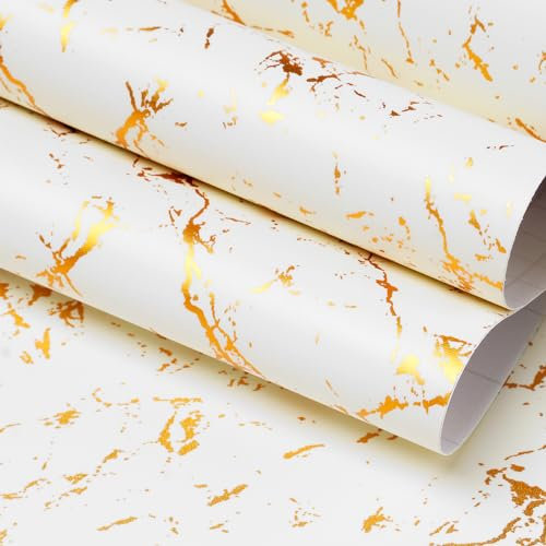 FunStick Papel Adhesivo para Muebles Marmol Blanco Crema Vinilo Adhesivo Pared Mármol Dorado Papel Pintado Marmol Blanco Vinilos Adhesivos para Muebles de Cocina Vinilos Encimera Armarios 30CMx5M