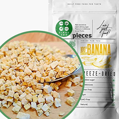 Plátano Liofilizado Trozos | Platano Deshidratado Natural Comida Liofilizada | Snack Saludable Fruta Liofilizada | Fruta Fresca Pura Sin Azucar Alimentos Liofilizados | Freeze Dried Fruit Banana 100g
