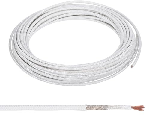 PATIKIL Fil Haute Température en Fibre de Verre Mica de 13 AWG de 32,8 Pieds, -60-500 Degrés Celsius, Isolé, Résistant à Chaleur, Câble Électronique Flexible pour Lampe, Chaudière, Blanc