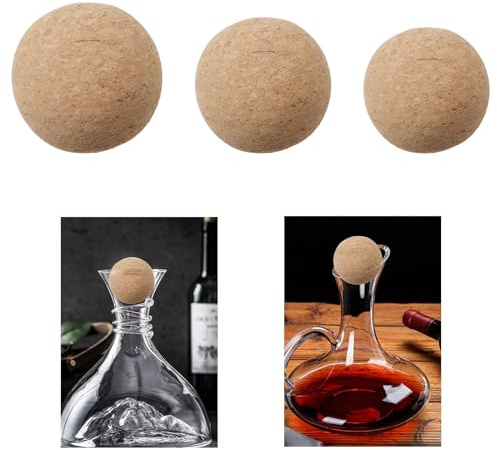INCREWAY Ball Wooden Cork, 3PCS Ball Wine Stopper Wooden Cork Ball Stopper for Wine Bottle Glass Bottle