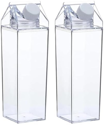 Bouteille D'eau Claire, 2 Pièces Bouteille d'Eau Claire 1000 ml, Bouteille d'eau en Carton de Lait, Bouteille D'eau en Carton de Lait, Réutilisable Pour Pique Niques et Camping, Réfrigérateur