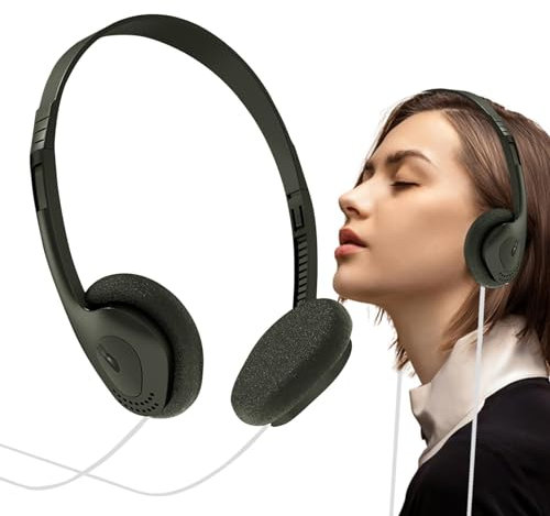 Ahuuen Cuffie over-ear retrò, Cuffie over-ear retrò cablate - Cuffie cablate leggere e portatili,Cuffia stereo cablata in stile, auricolare con leggero e vintage per walkman