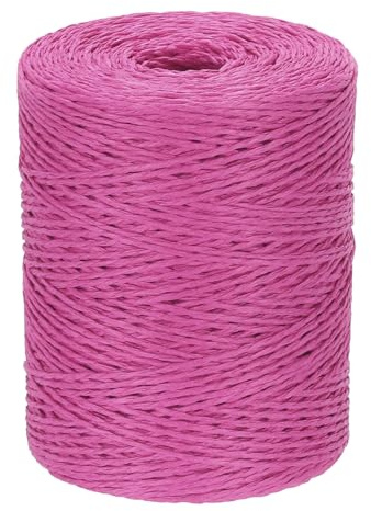 PATIKIL Natural Cotton Raffia Yarn 328 Yard, Crochet Raffia Paper Ribbon for DIY Sun Hat Beach Bag Crochet Yarn Wrapping Knitting, Rose