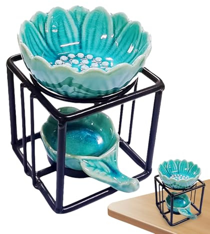 Duftlampe – Keramik-Duftlampe | Ölbrenner-Wärmer | Ölbrenner-Halter Romantische Blume Weihrauch Teelicht Duftwärmer | Aromatherapie Wachstörer für Zuhause Schlafzimmer Teelicht Kerze