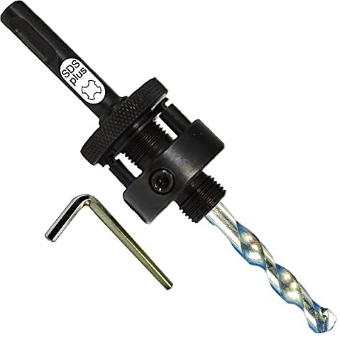 Hole Saw Arbor SDS Plus Arbor for Hole Saws 1 1/4 Upto and Inc 8 SDS Plus Hole Saw Mandrel has TCT Pilot Drill for Drilling Holes in Concrete Brick Masonry Use with Carbide Hole Saw SDS Plus Drill