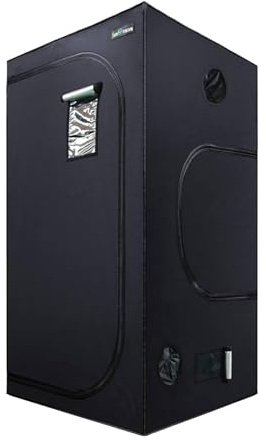 SunStream Grow Tent Tente de Culture Grow Box 60x60x140 cm Hydroponique Tente de Croissance avec Fenêtre d'Observation pour Plantes (Noir, 24x24x56)