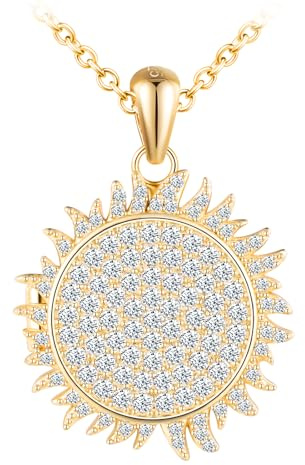 Yumilok Collana da donna in argento 925 ciondolo sole sole you are my sunshine medaglione apribile per immagini, 2.4 cm x 2.4 cm, Argento sterling