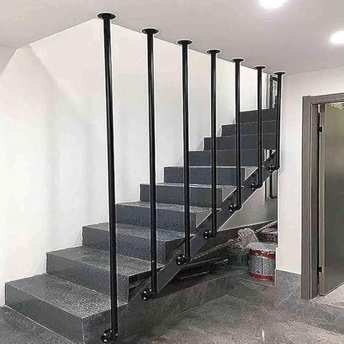 Main courante en fer forgé noir pour escaliers, balustrade, balustrade, garde-corps rond, rampe, garde-corps, intérieur et extérieur (30 cm)