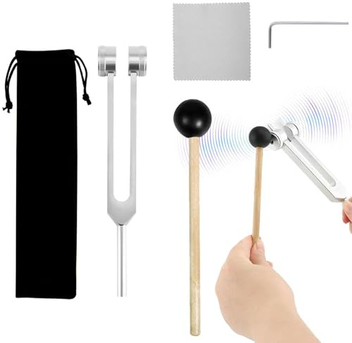 Diapasón estándar de 128 Hz, 128 Hz, con martillo de silicona y bolsa, para reparación del ADN, curación, terapia de sonido, aleación de aluminio, diapasón de diagnóstico, para diagnóstico de bola de