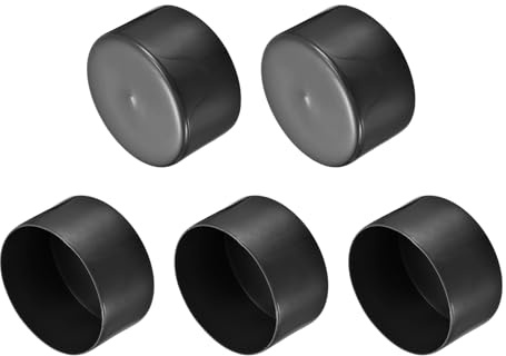 QUARKZMAN 5 Stück Gummi Endkappen 90 mm Kunststoffkappe Gummikappen Schutzkappen Abdeckung Fußkappen für Stuhlbeine Tischbeine Schrauben Bolzen Gewinde Metallstäbe Rohr Zaunpfosten Schwarz