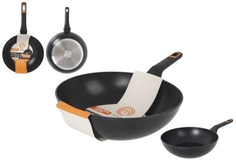 MasterChef Sartén Aluminio Forjado - con Revestimiento Ceramico | Antiadherente, Duradero, Resistente - Con 2,5 mm de grosor | Apto para Gas, Eléctricas, Vitrocerámica e Inducción (Wok - 28 cm)