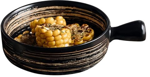 Fuente for lasaña grande y profunda, fuente for lasaña grande y profunda, cuenco de cerámica for sopa con asa de 600 ml, fuente pequeña for horno redonda de cerámica, fuente for horno de cerámica redo