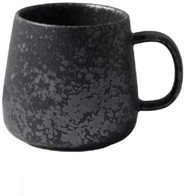 FülleMore 350ml Kaffeebecher Milchbecher große Keramiktasse Porzellan Kaffeetasse Teetasse Espressotasse Becher mit Henkel ø7.5 x H9cm,für Kaffee Tee Milch Cappuccino (Schwarz)