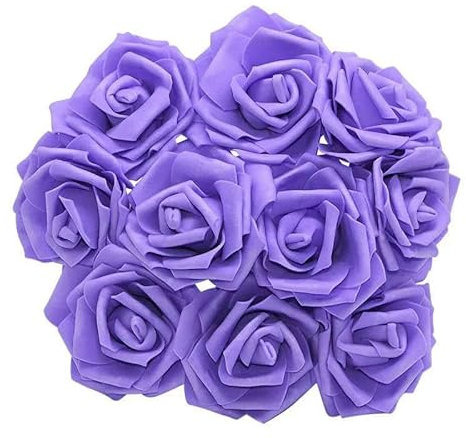 GVEKJ 10/20/30 Stück 8 cm künstliche PE-Schaumrosen, Brautsträuße für Hochzeitstische, Home-Party-Dekorationen, DIY-Scrapbooking-Zubehör, lila, 30 Stück