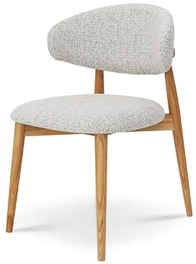 Kosmi Chaise Skandi en Bois Massif et Assise en Tissu chiné Gris