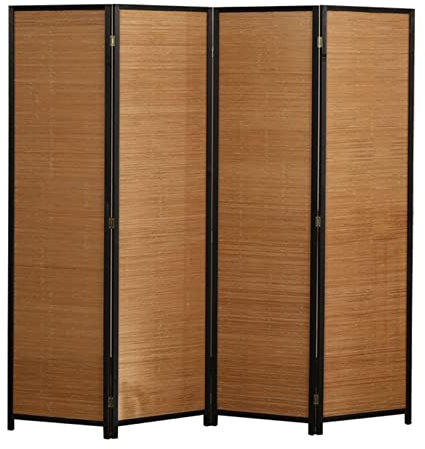 Divisorio a 4 pannelli – Schermo in bambù intrecciato e telaio in legno, separazione portatile pieghevole per interni per portico e camera da letto (dimensioni: 170,2 x 39,9 cm) – Elegante soluzione