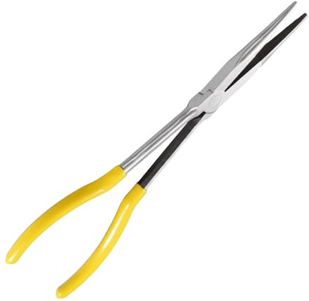 Long Needle Nose Pliers 11 Inch 0° Straight High Carbon Steel Needle Nose Pliers with Non-Slip Wrapped Handle Ergonomic Lightweight Tools for Repair Long