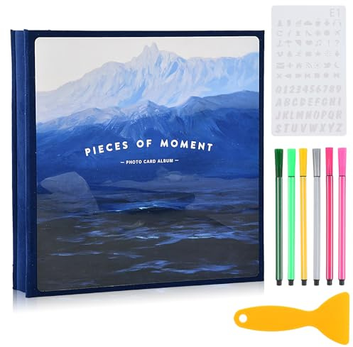 Album Fotografico Personalizzabile, 80 Pagine, Album per foto 23x23cm, Autoadesivo, Fai Da Te Libro Scrap, Scrapbook per Regali Anniversario