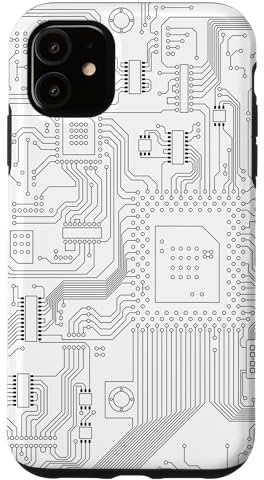 Carte mère circuit micropuce fond blanc informatique Coque pour iPhone 11