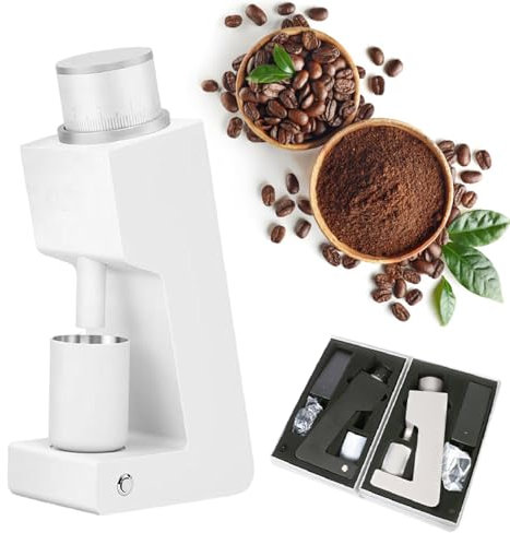 Moulin à Café à Meules Coniques, Broyeur à Grains de Café Électrique pour Espresso/Pour Over/Cold Brew, Meule Conique 38mm, Réglage Infini, Corps Tout en Métal,White