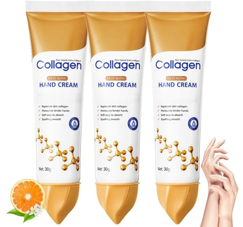 3PCS Collagen Hand Cream for Women,Collagen Anti-Aging Hand Cream for Women-Intensive Moisturiser for Very Dry Hands,Nourishing Hand Cream Set with Collage/n for Cracked Hands