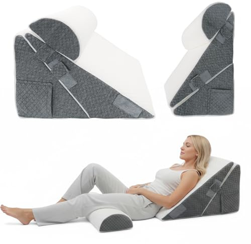 Shaeotek Wedge Pillow for Bed Adult, Triangle Pillow Wedge for Sleep, Bed Wedge Support with Headrest, Adjustable Back Support Pillows