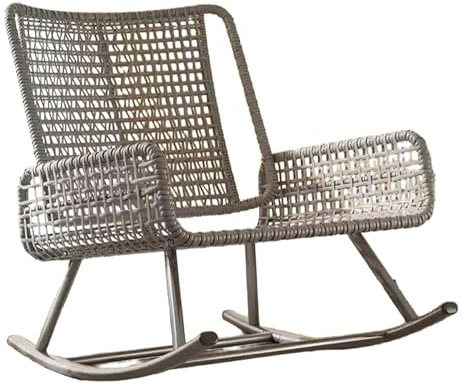PINGSHI Boutique UK Relax-Schaukelsessel for die Freizeit, Rattan-Schaukelstuhl mit Kissen for draußen, Rasen, Garten, Pool, Hinterhof(Gris)