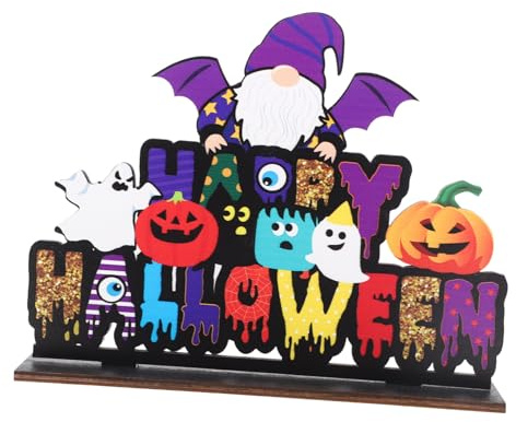 POPETPOP Decorazione da Tavolo Halloween in Legno con Zucchetto e Fantasma Centrotavola Tematico per Feste e Interni Colori Vivaci e Resistente Addobbo Autunnale per Casa e Eventi