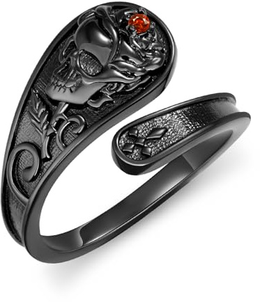Gothic Skull Ring S925 Sterling Silver Skull Spoon Ring Gothic Jewelry Gifts for Women