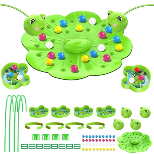 Ludihive Magnetisches Frosch-Sammelspiel, Magnetisches Frosch-Bohnenpflücken & Tischangelspiel, mit Verstellbarem Kopfband und Schnur, Tischangelspiel, Lehrreich, für Familie und Gruppen (4 Spieler)
