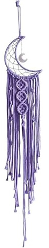 Atrapasueños de Luna con Borla, atrapasueños macramé for niña, decoración del hogar for Colgar en la Pared Atrapa Sueños(Purple)