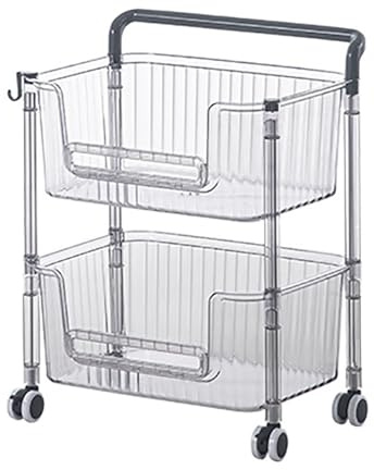 Wangcmcol Carro de Almacenamiento con Ruedas para el hogar, Estante Organizador Multifuncional con Ruedas, Carro de Varios Niveles para Cocina, baño, Oficina, Marco de Metal (2 Niveles)