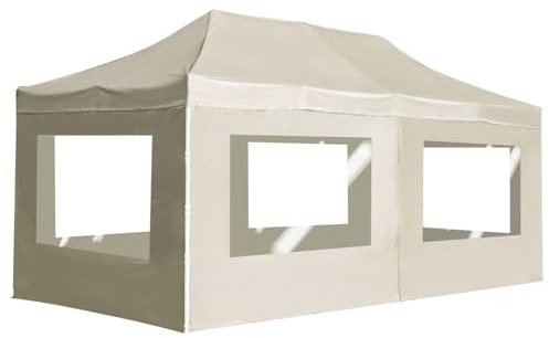 WGYHOME Tenda professionale per feste, 6 × 3 m, crema, telaio in alluminio e tetto Oxford rivestito in PVC, impermeabile e protezione UV, ideale per feste in giardino, barbecue e feste in famiglia