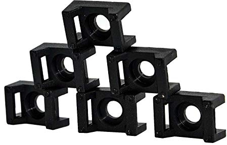 Schraubsockel Kabelbinder Montagesockel Befestigungssockel schwarz weiß 100 Stk (21 x 16 mm, schwarz)