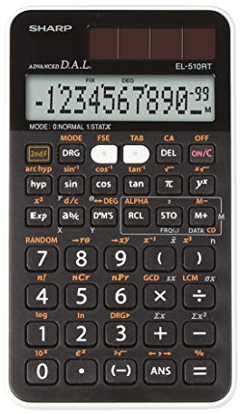 SHARP EL-510-RT Wissenschaftlicher Schulrechner (D.A.L.-Eingabe, Solar-/Batteriebetrieben) weiß/schwarz, EL-510RT
