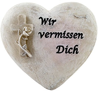 PrimoLiving Grabschmuck Gedenkstein Grabstein (Herz Wir vermissen Dich)