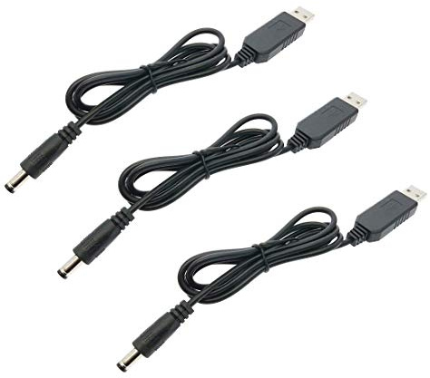 Hailege 3pcs USB a DC 5V a 12V Cable de aumento de voltaje 5V a 12V Cable de refuerzo de voltaje 5.5x2.1mm Longitud del enchufe de CC 1M
