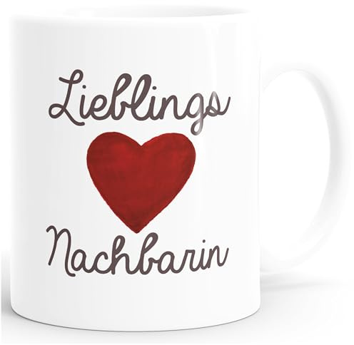 MoonWorks® Kaffee-Tasse Lieblingsnachbarin Geschenk Nachbarn Weiss Keramik-Tasse