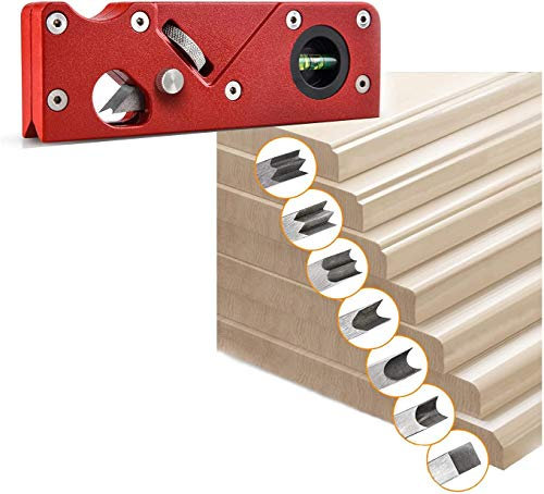 Holzbearbeitungskanten-Eckhobel, 45 Grad Schrägkante,manuelle Hobel, verstellbare Fasenhobel, Anfasen und Trimmen, Trimmhobel, Fasenhobel,Handhobel für Holzbearbeitung (Rot+7pc Klinge)