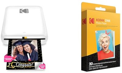 KODAK Step stampante Stampante fotografica portatile, wireless, tecnologia ZINK Zero Ink & ZINK - Carta fotografica, Formato 2x3, Confezione da 20 fogli