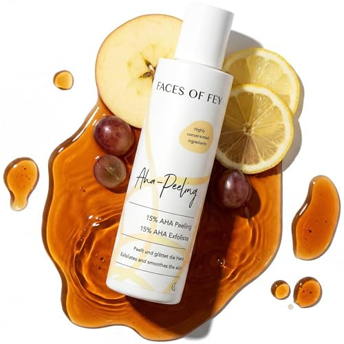 Fruchtsäurepeeling 15% FACES OF FEY – AHA Peeling mit Milchsäure & Glycolsäure gegen Pigmentflecken und Falten - 100ml Liquid Exfoliator