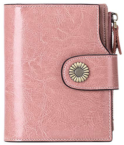 SENDEFN Geldbörse für Damen, klein, aus echtem Leder, 16 Kartenfächer mit RFID-Blockierung, Brieftasche, Kartenetui und Reißverschluss für Münzen, personalisierte Rose, 13 x 10 x 3 cm, Klassisch