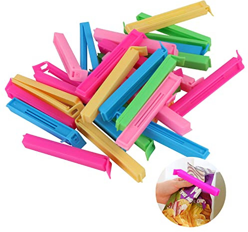 30pcs Pinzas Cierra Bolsas Pinza de Plástico Clips de Sellado de Alimentos Pinza Bolsas Alimentos para Bolsas de Alimentos Clip de Sellado de Bolsas 11cm (5- coloridas)
