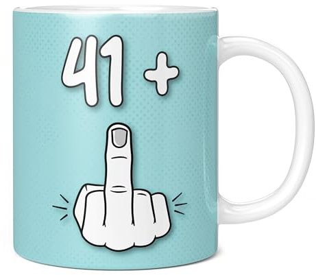 Mug Monster - Tazza per 42° compleanno, I Am 41 + 1, regalo per 42 anni, tazza da caffè in ceramica, regalo per uomini o donne, tazza extra large e gigante disponibile, tazza bianca da 311,8 g